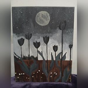 Tulip Night 11 × 14 Canvas Wall Acrylic Art